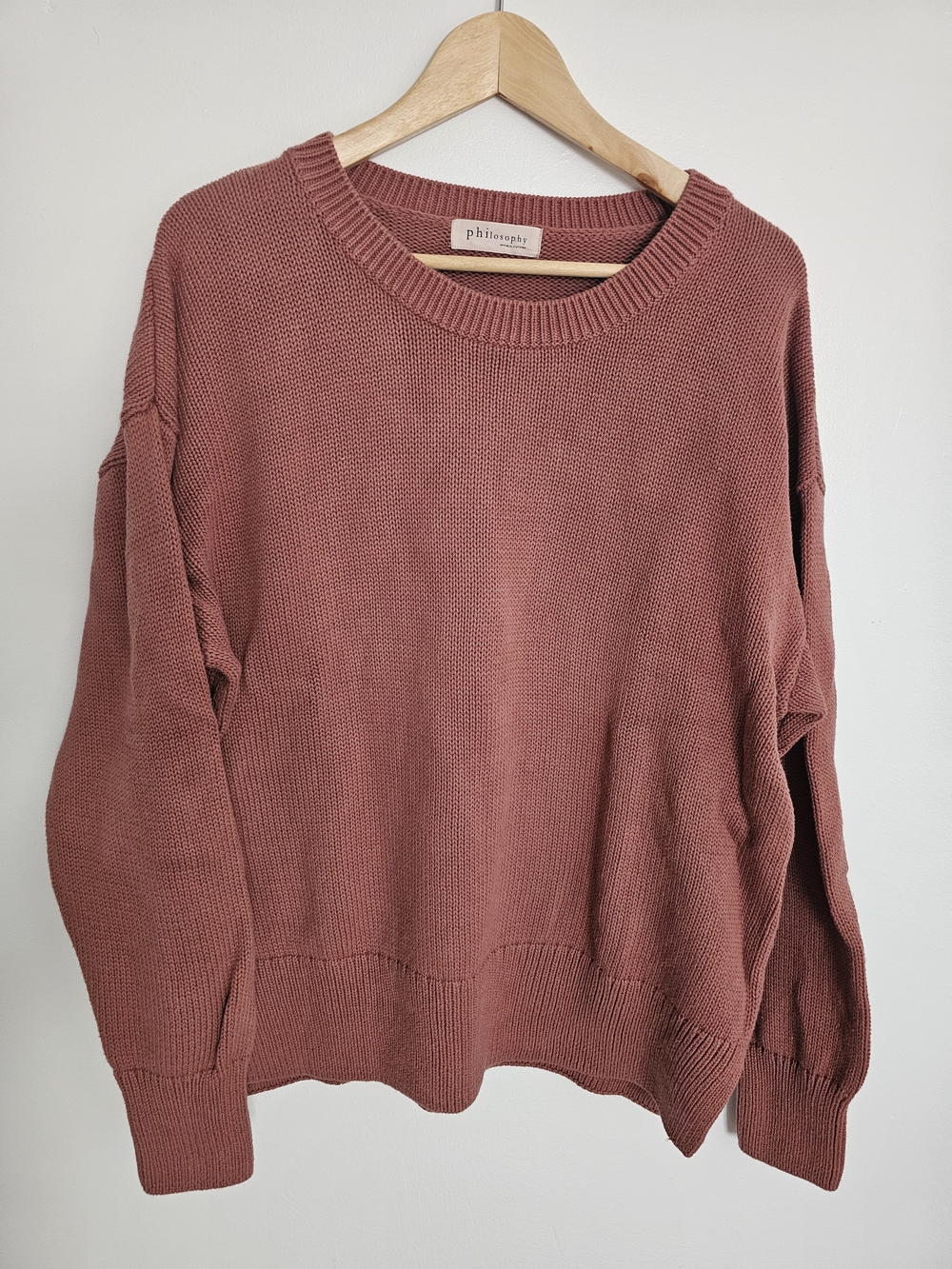 philosophy Earthy Rose Mauve Crewneck Sweater Size XXL 100% Cotton